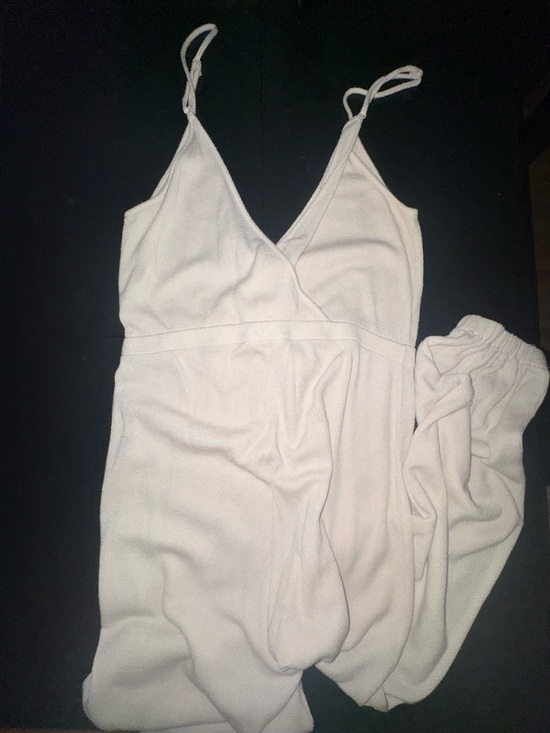 Pants - Off- White Ribbed Spaghetti Strap Jumpsuit